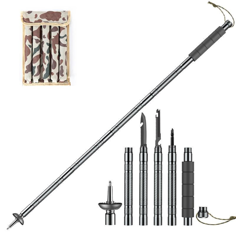 Multifunctional collapsible hiking pole