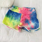 Tie-Dye Print High-Waisted Yoga Shorts