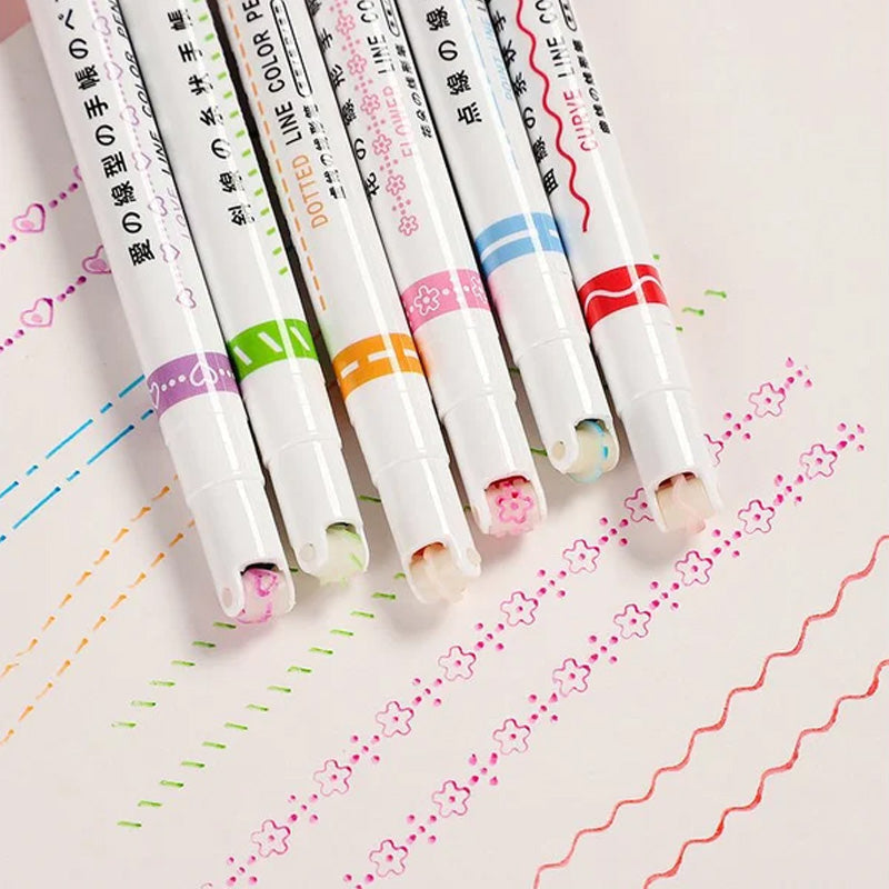 BEST GIFTS FOR CHILDREN - Dual Tip Markers with 6 different curve shapes fine tips