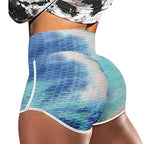 Tie-Dye Print High-Waisted Yoga Shorts