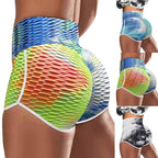 Tie-Dye Print High-Waisted Yoga Shorts