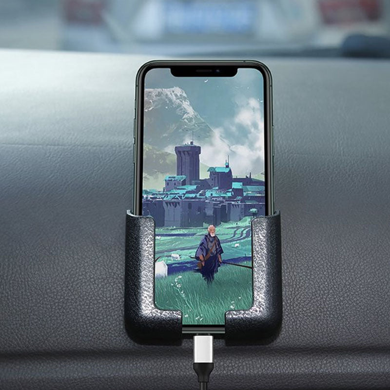 Self-adhesive car phone holder for the dashboard