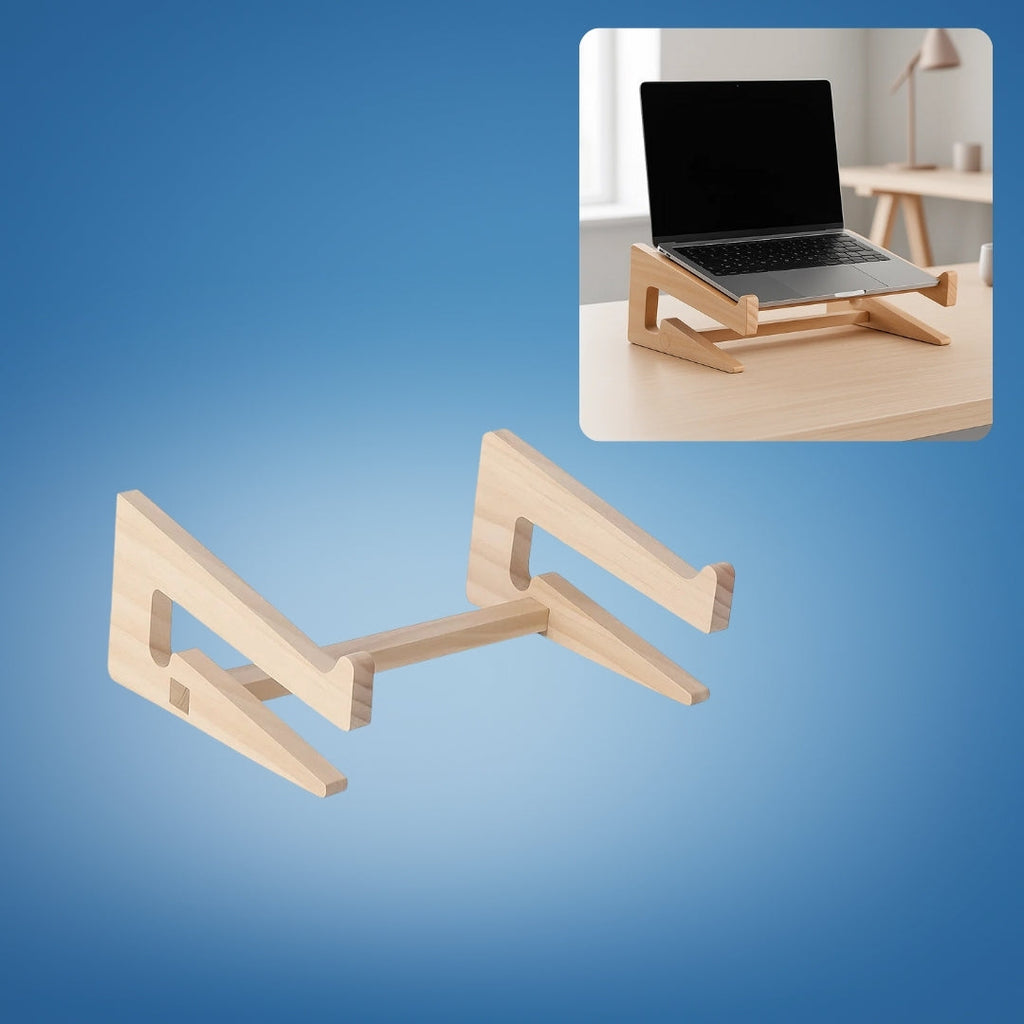 Ergonomic Neck Support – Ventilated Natural Wood – Prevents Overheating – Ideal for Home & Office Use
