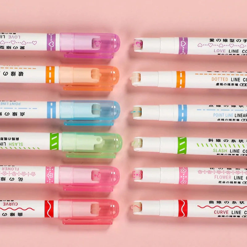 BEST GIFTS FOR CHILDREN - Dual Tip Markers with 6 different curve shapes fine tips