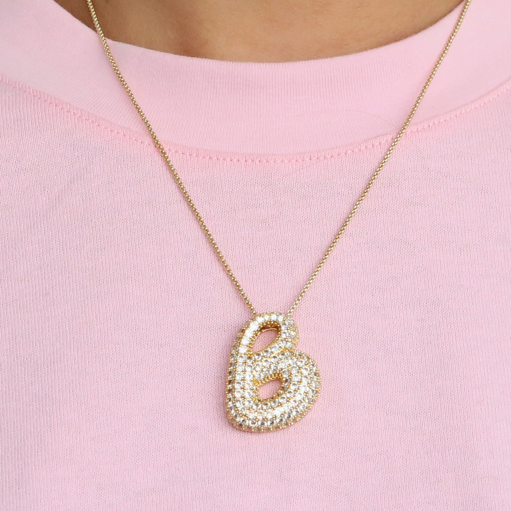 Chunky Bubble Diamond Dazzle Initial Necklaces