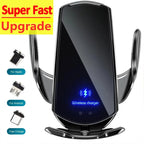 2-in-1 Wireless Car Charger & Phone Holder Automatic Clamping - Fast Charging Secure Universal Compatibility Adjustable & Practical