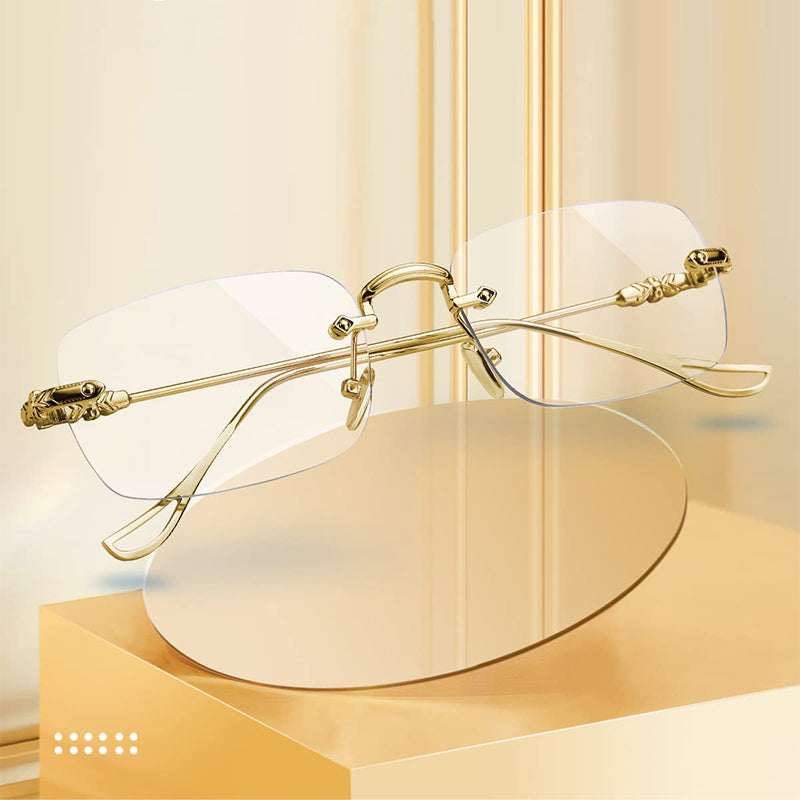 Men's and women's rimless glasses with anti-blue light for presbyopia
