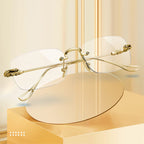 Men's and women's rimless glasses with anti-blue light for presbyopia