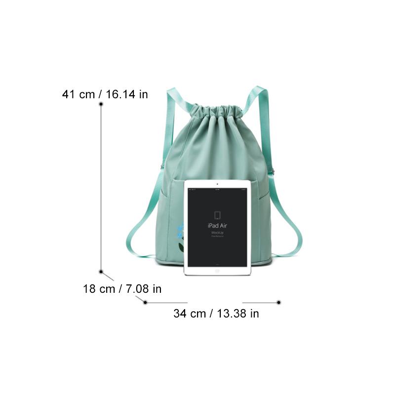 Multifunctional travel backpack with drawstring and embroidery