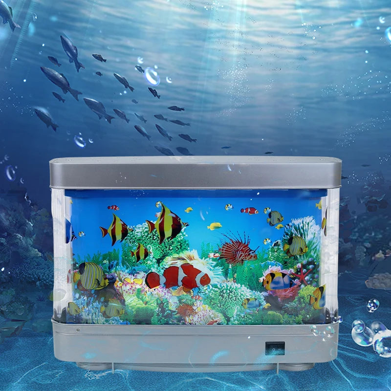Virtual Ocean Desk Fish Tank with LED Night Light
