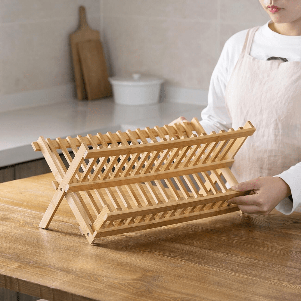 Space-saving bamboo drying rack for an eco-friendly household