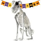 Spooky Skeleton Dog Halloween Decor Statue