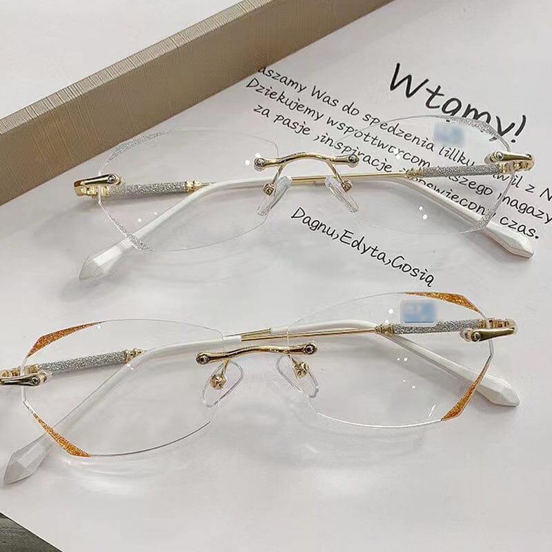 Fashionable rimless anti-blue light reading glasses