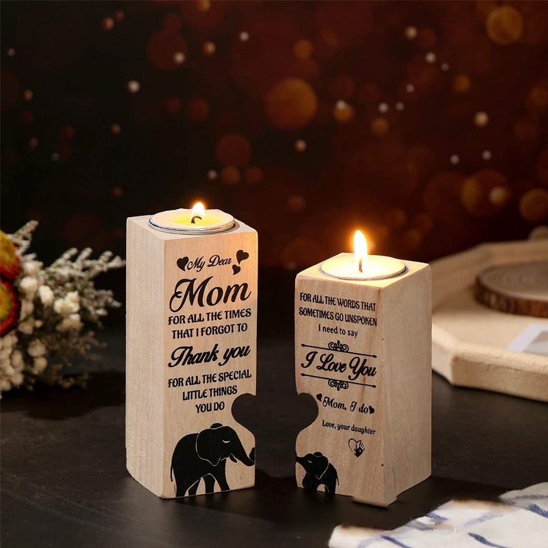 Smile A Lot More - Wooden Candle Holder with Candle Gift for Your Loved Ones