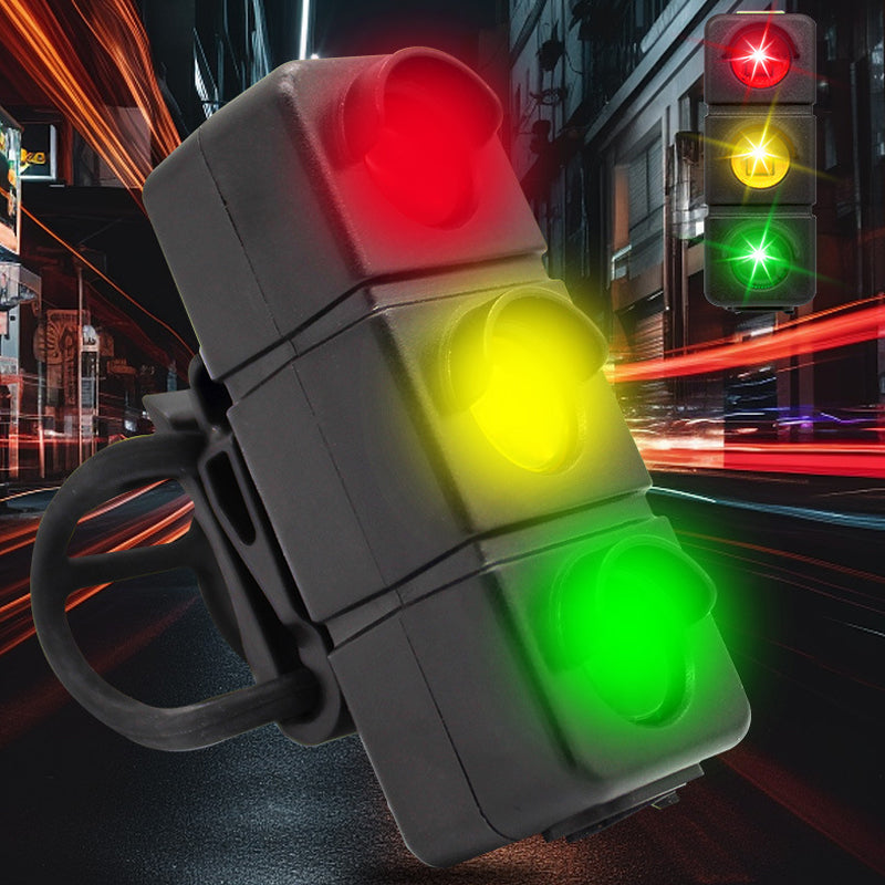 USB-rechargeable three-color bicycle light