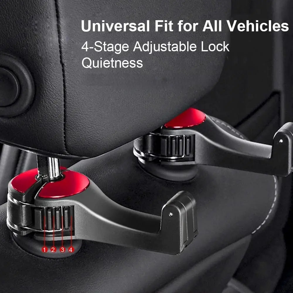 2-in-1 Car Headrest Hooks – Holds Bags & Serves as Smartphone Holder