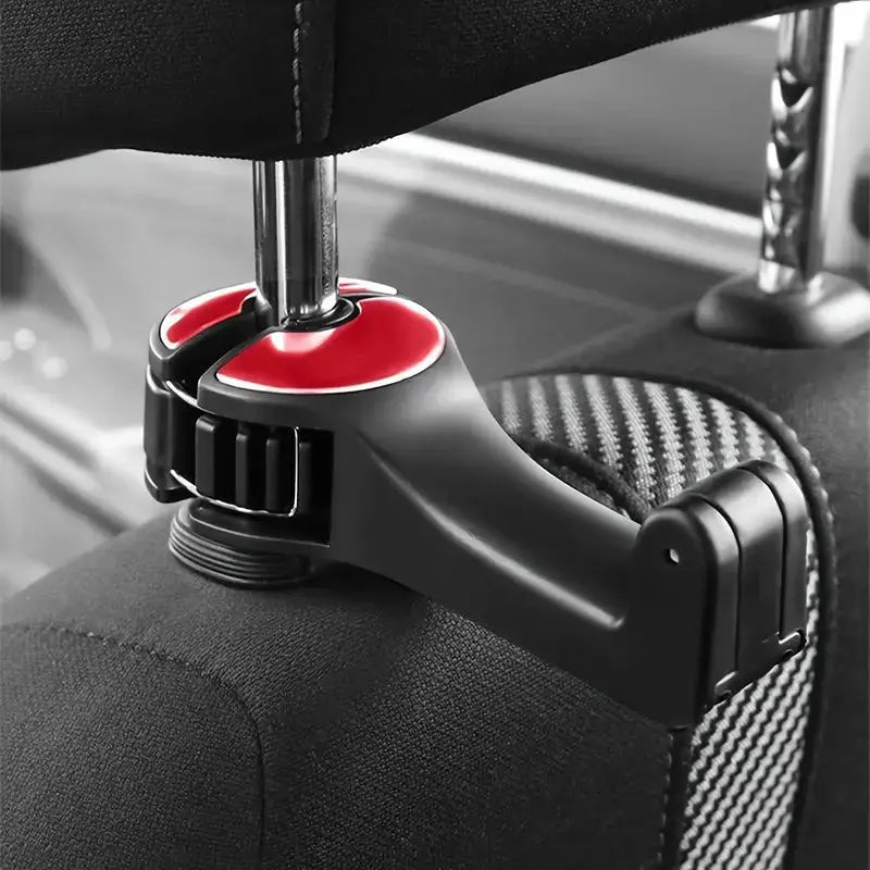 2-in-1 Car Headrest Hooks – Holds Bags & Serves as Smartphone Holder