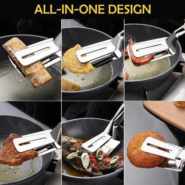 2-in-1 stainless steel kitchen tongs