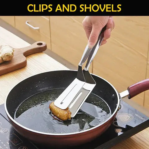 2-in-1 stainless steel kitchen tongs
