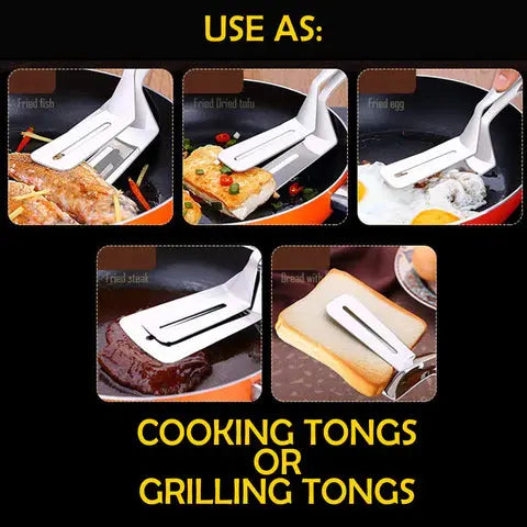 2-in-1 stainless steel kitchen tongs