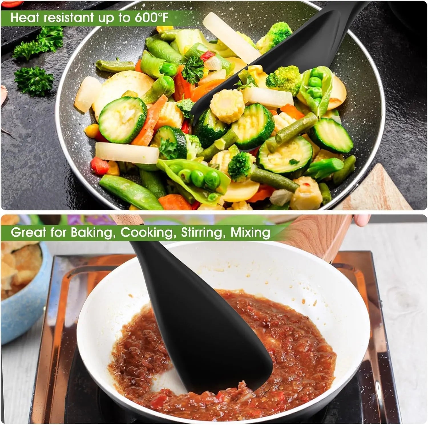 2-in-1 Silicone Cooking and Serving Spoon