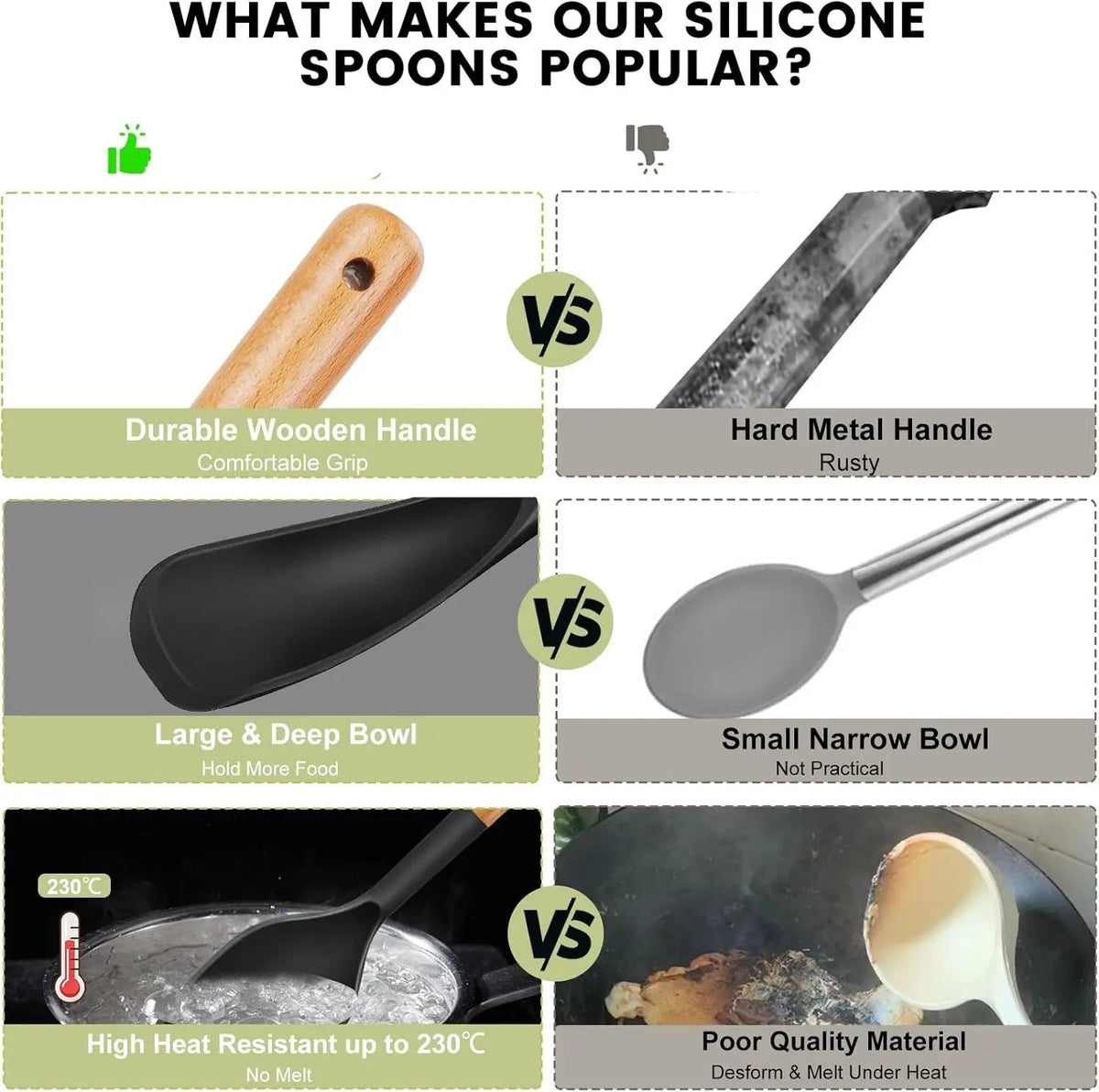 2-in-1 Silicone Cooking and Serving Spoon