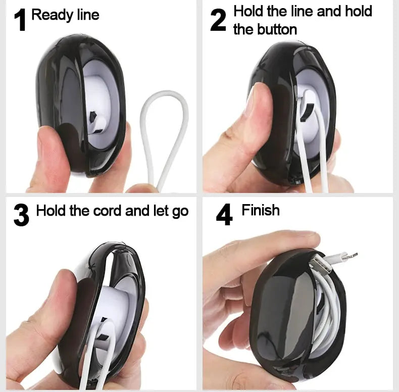 Automatic Cable Reel – Retractable Organizer for USB & Headphone Cables