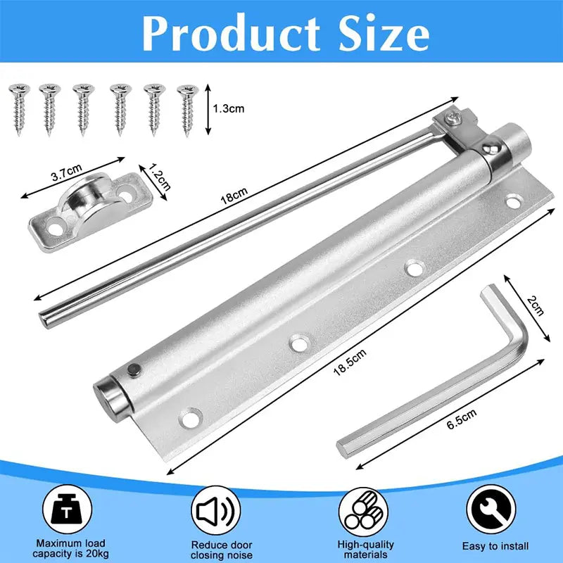 Automatic door hinge with self-reset – Safe & Quiet
