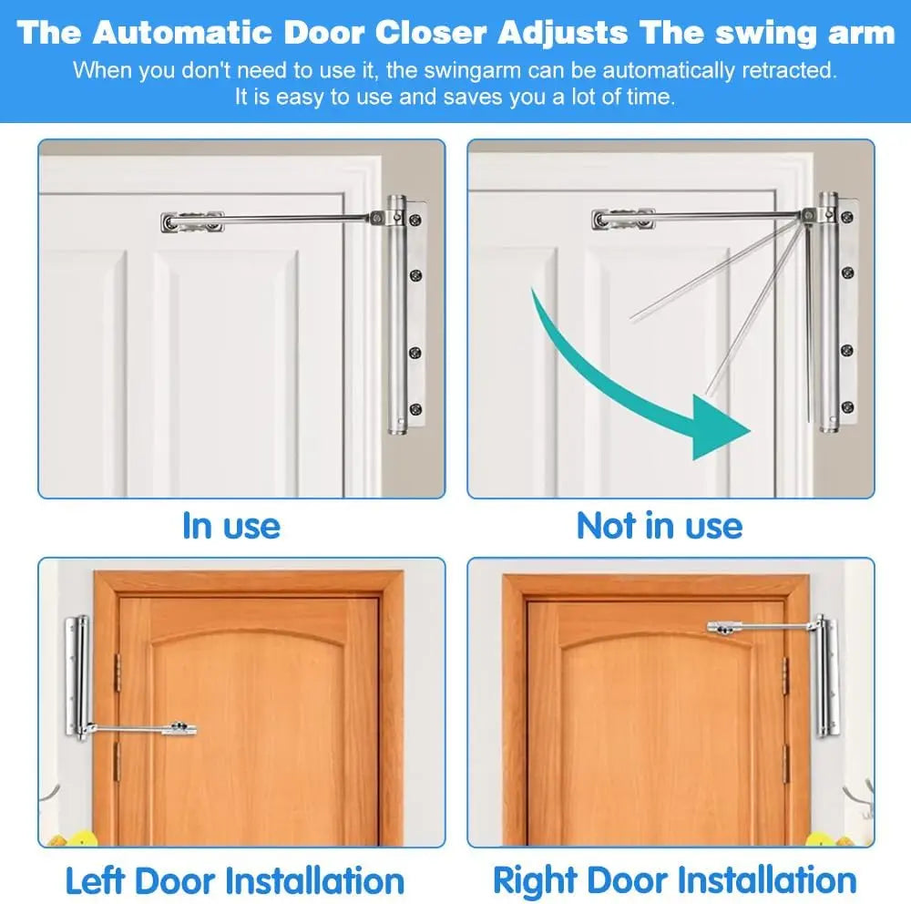 Automatic door hinge with self-reset – Safe & Quiet