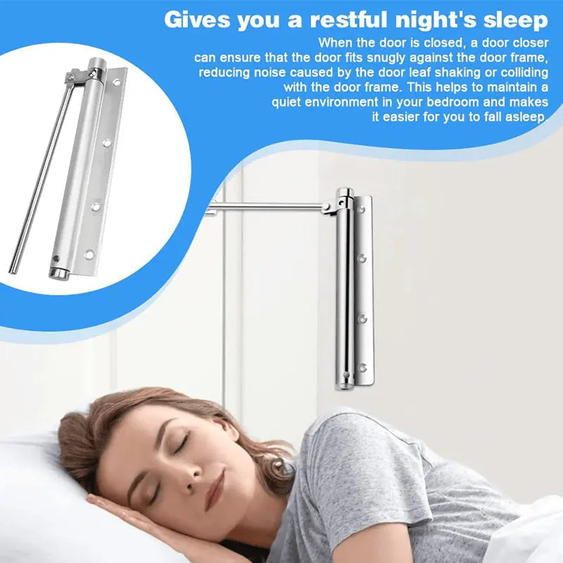 Automatic door hinge with self-reset – Safe & Quiet
