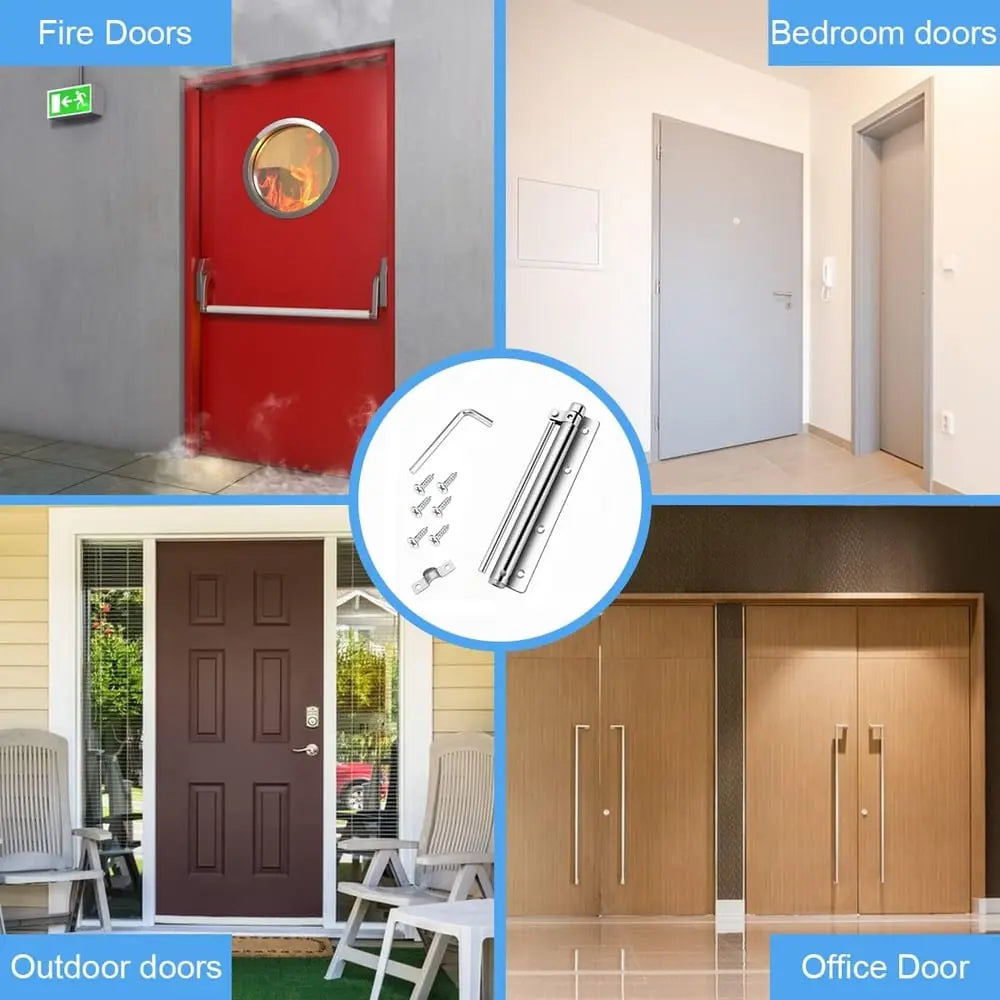 Automatic door hinge with self-reset – Safe & Quiet