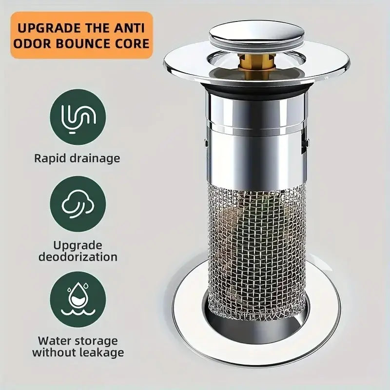 Stainless Steel Pop-Up Drain Strainer for Effortless Clog Prevention