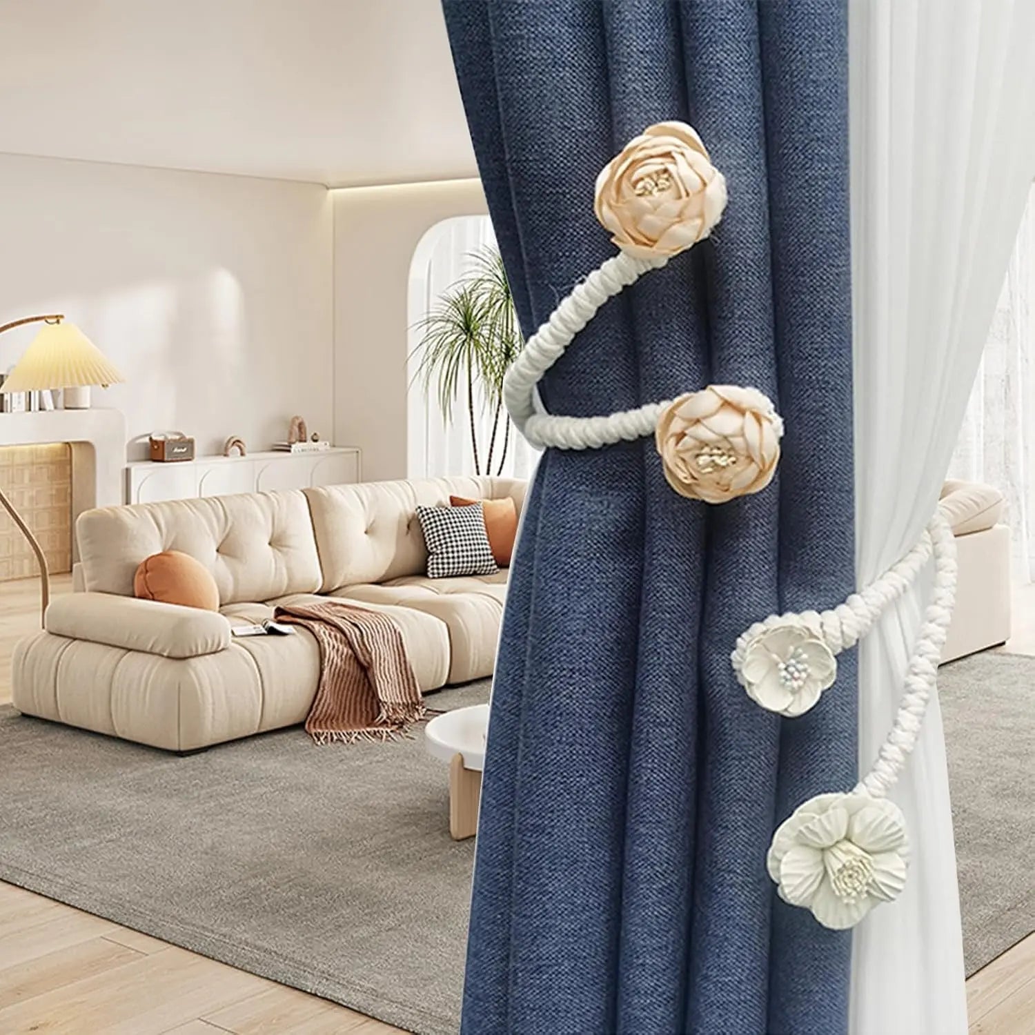 Elegant flexible curtain holder – No drilling, No effort