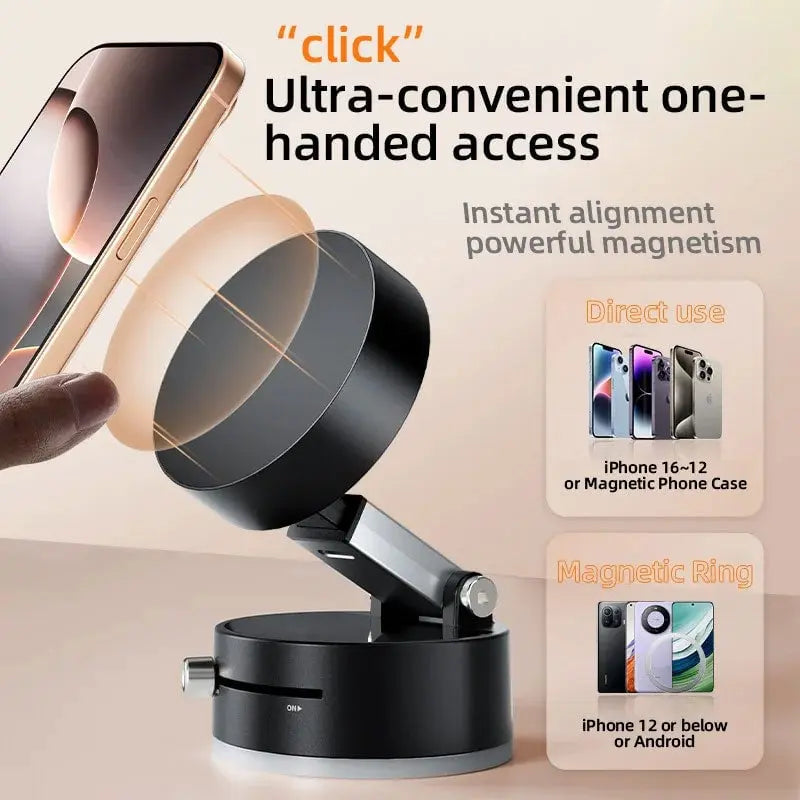 Foldable Magnetic Phone Holder with Strong Vacuum Adhesion