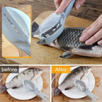 Fish scale remover with catch lid