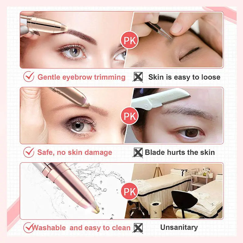 Pain-Free Electric Eyebrow Trimmer for Precise Hair Removal
