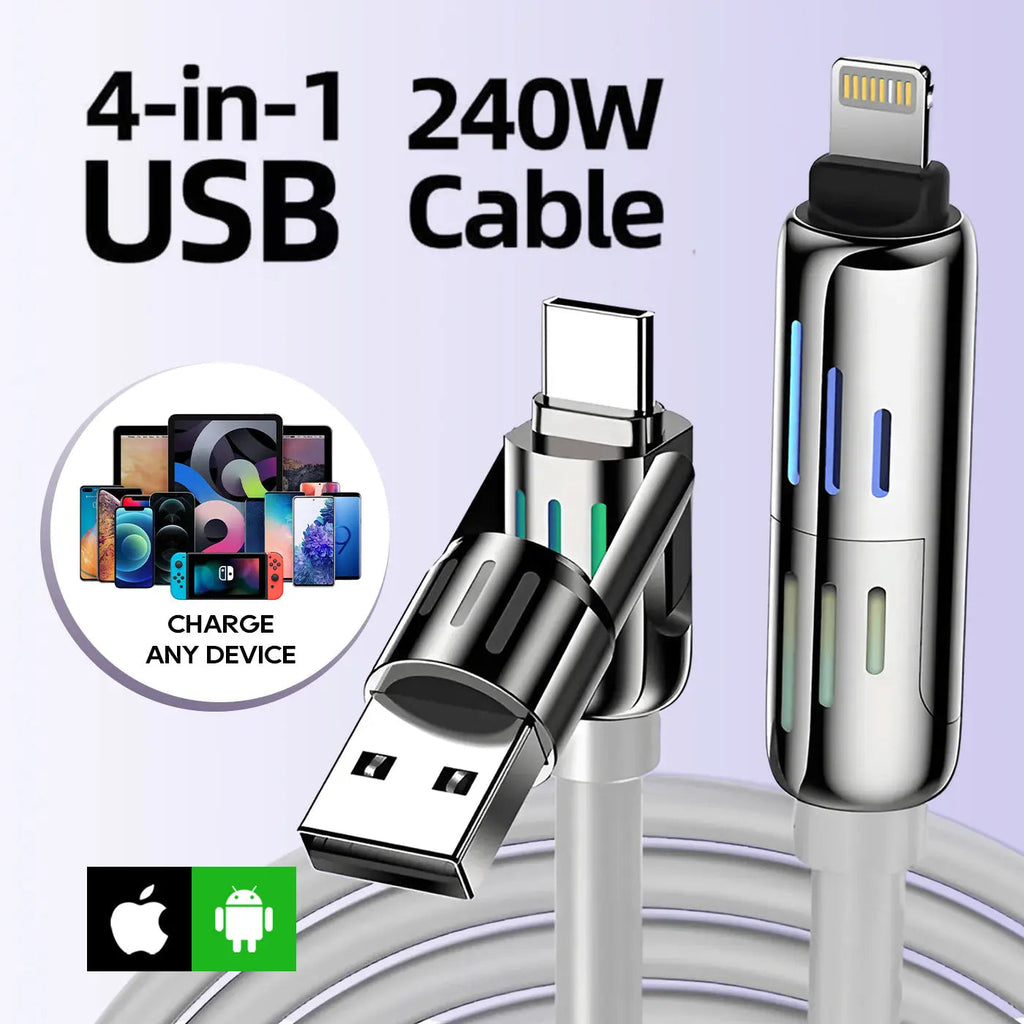 Fast 4-in-1 USB Cable – Universal & Durable