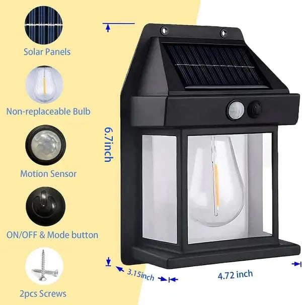Solar wall light for outdoor use – With motion sensor & twilight automation