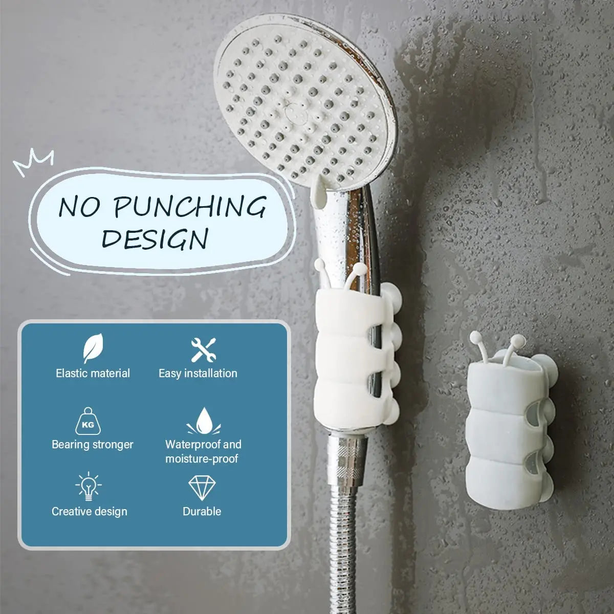 Adjustable shower head holder with strong suction cup