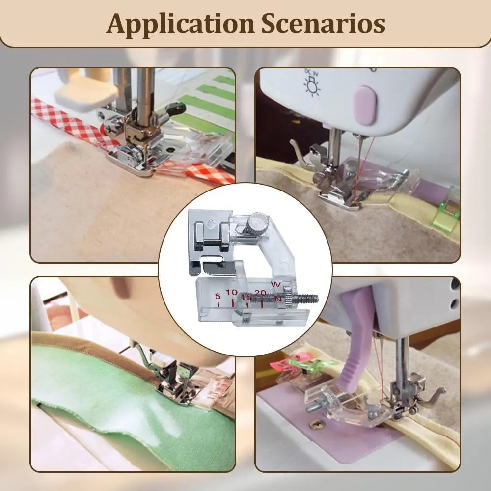 Adjustable bias binding foot – For precise edge finishes