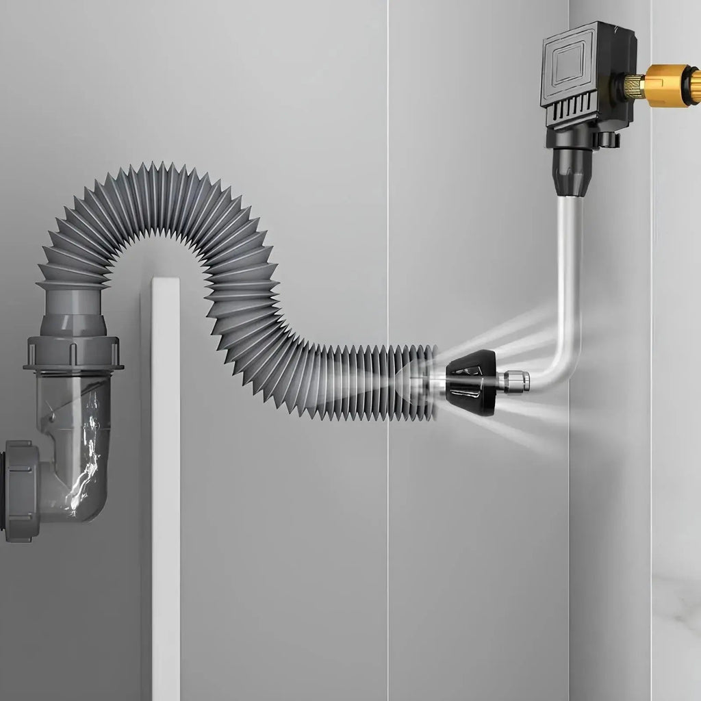 Pipe cleaning nozzle for high-pressure cleaners – Remove clogs in seconds