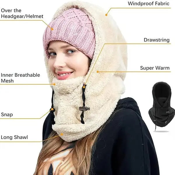Windproof Sherpa Hooded Ski Mask for Ultimate Cold PRedection