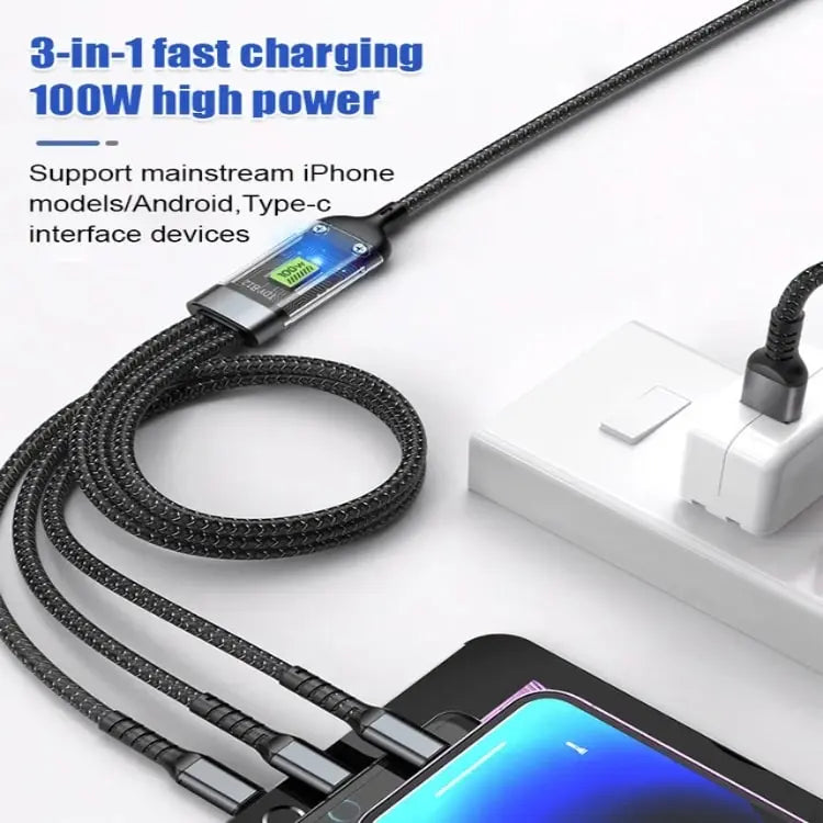 3-in-1 Quick Charging Cable with LED Display