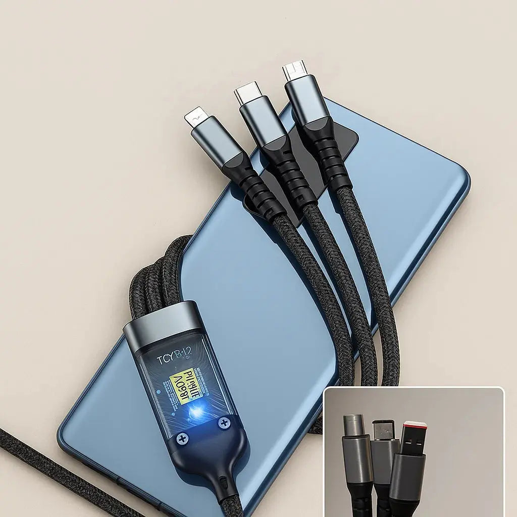 3-in-1 Quick Charging Cable with LED Display