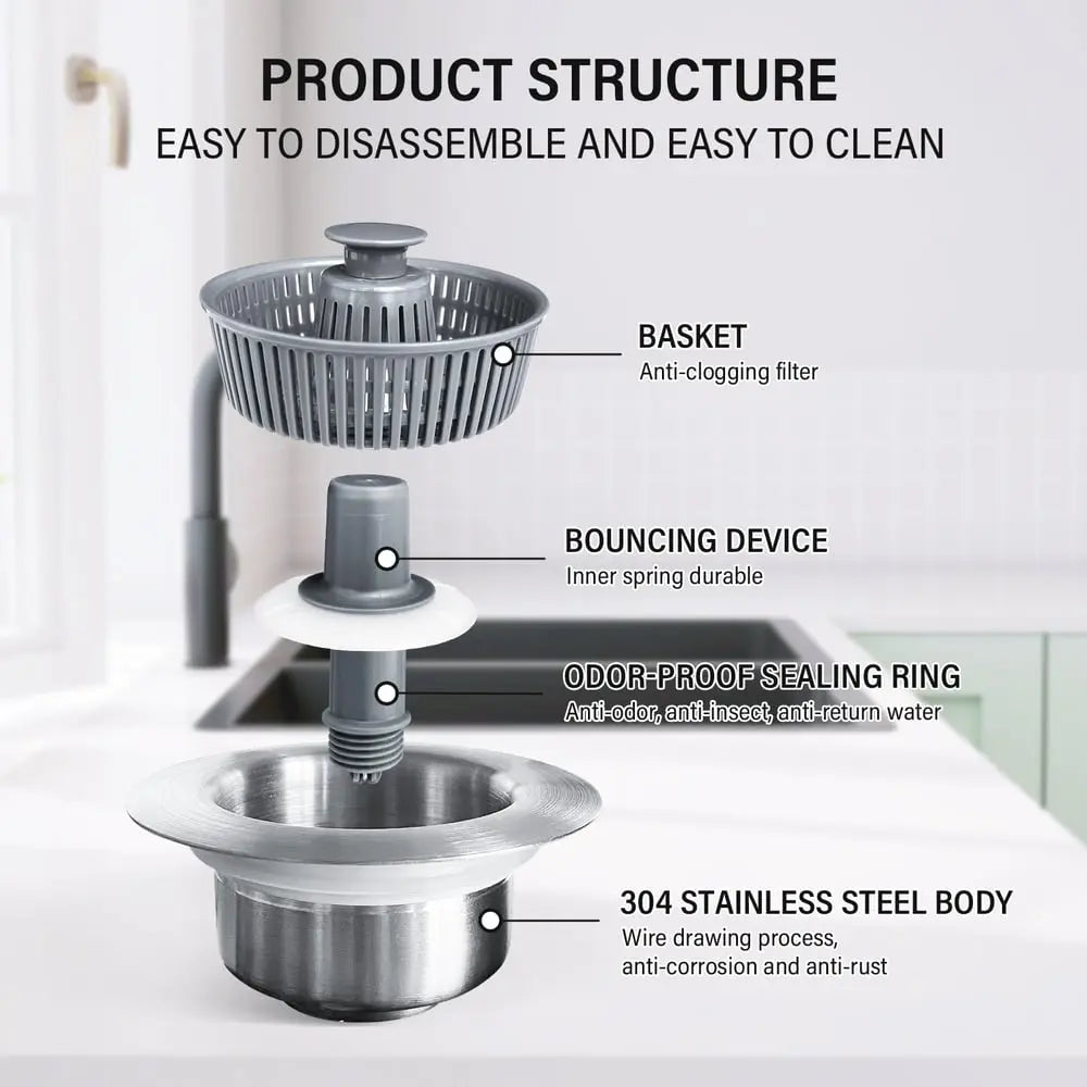Drain strainer with clogging and odor pRedection for sink
