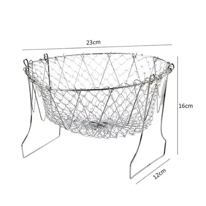 Expandable Stainless Steel Sieve Basket for Frying & Draining