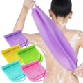 Stretchable back brush bath towel
