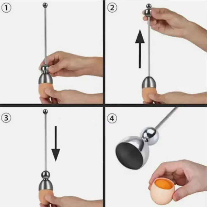 Stainless Steel Egg Opener – Precise Opening with Tapping Effect