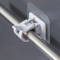 Nail-free, adjustable curtain rod hooks