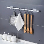 Nail-free, adjustable curtain rod hooks